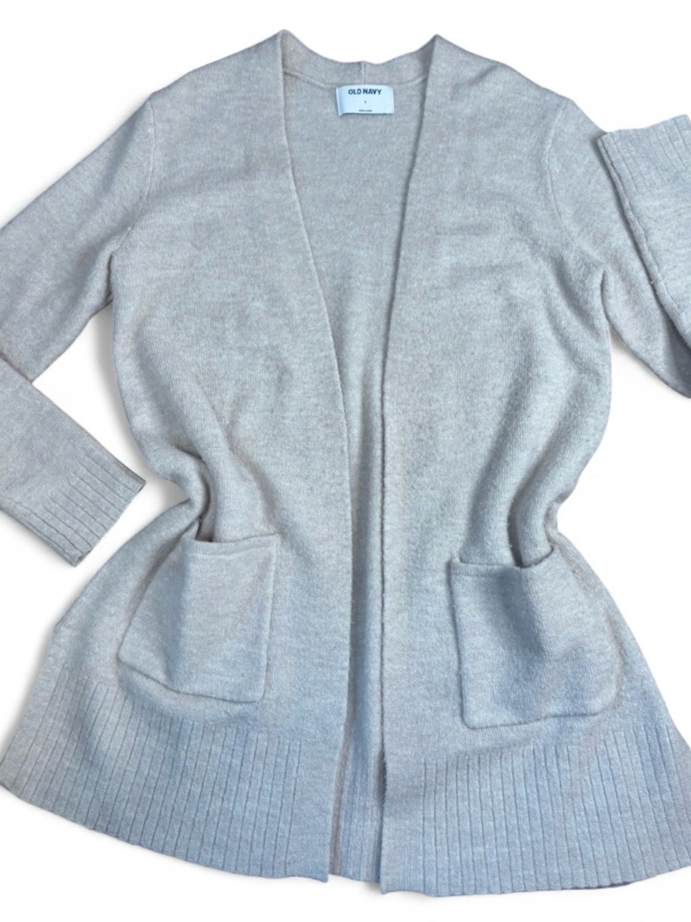Old Navy Women’s Light Gray Open-Front Pocket Cardigan Sweater